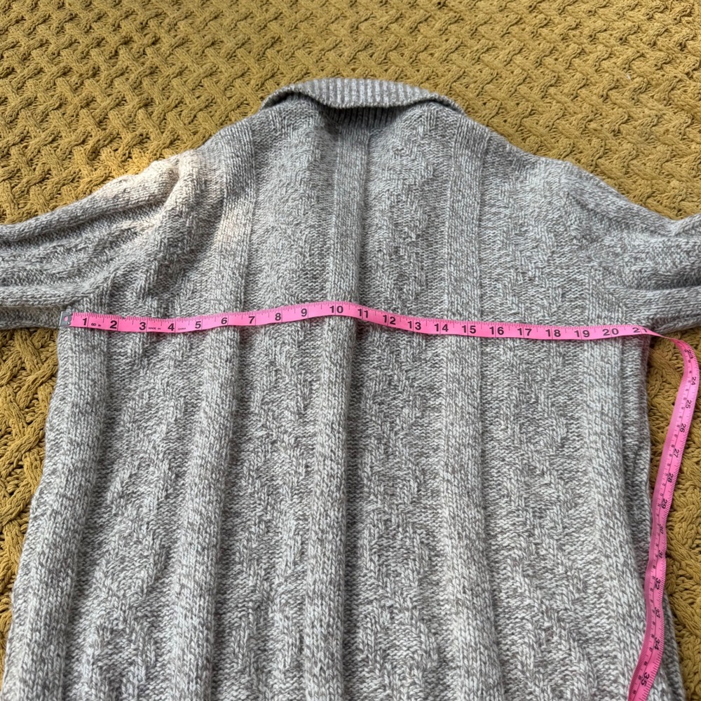Vintage Lands End Wool Blend Shawl Collar Cardigan Sweater Elbow Patches USA L - Picture 7 of 7